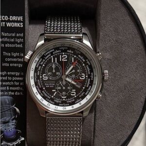 Citizen Eco-Drive Luxury Stainless Steel Chronograph Men's Quartz Watch, 43mm